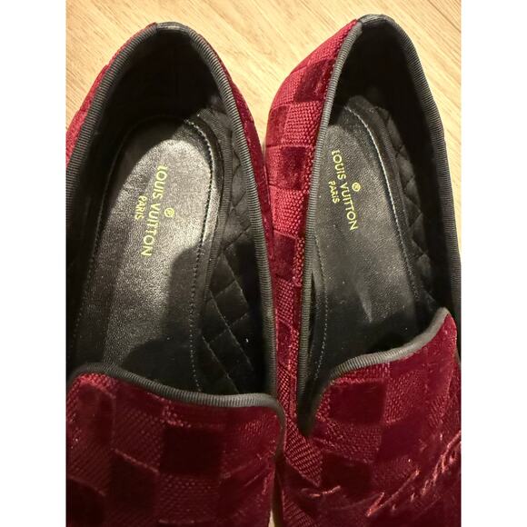 Men's Louis Vuitton Embroidered Damier Velvet Loafers - Picture 3 of 6